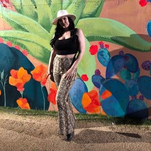 Snakeprint wide bottom pant.